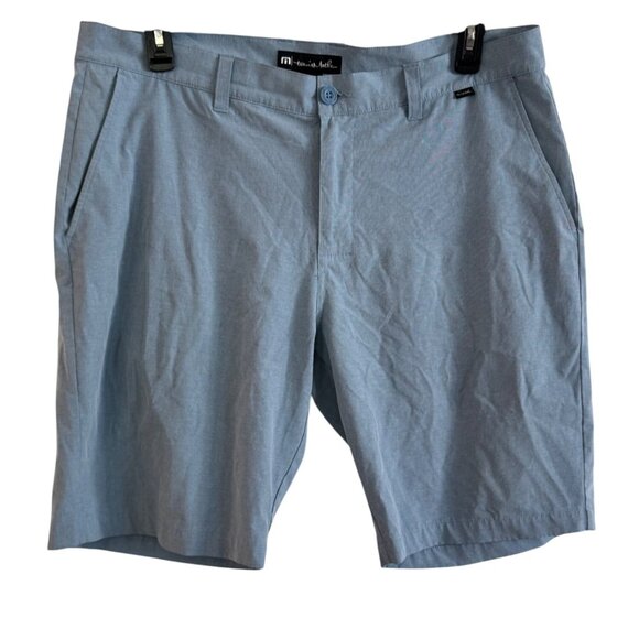 Travis Mathew Mens Shorts Size 38 Polyester Blend Light Blue Button Fly Casual - Picture 1 of 4